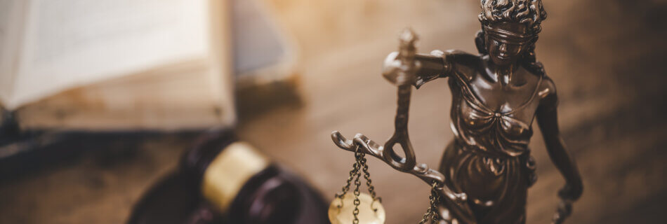 Law theme, mallet of the judge, law enforcement officers, evidence-based cases and documents taken into account